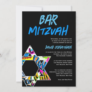Graffiti Street Art Bar Mitzvah Custom Invitations