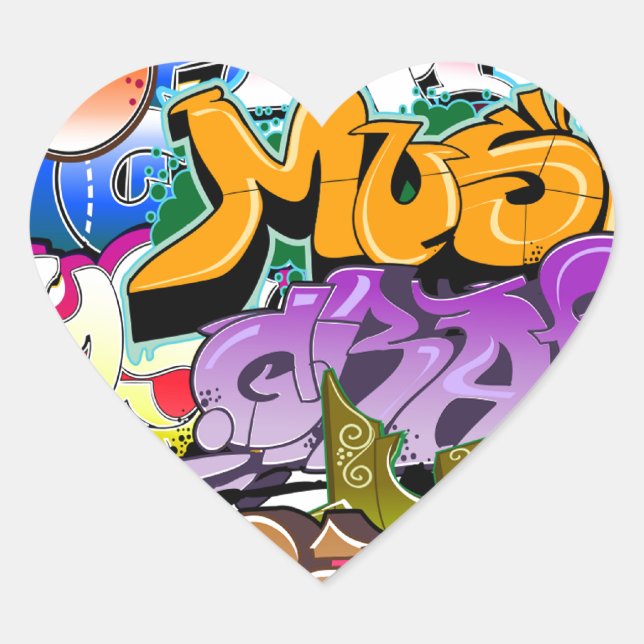 Graffiti Street Art Heart Sticker (Front)