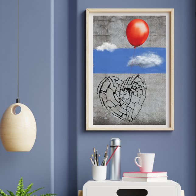 Graffiti Street Art Light-Heart red ballon Poster (Creator Uploaded)