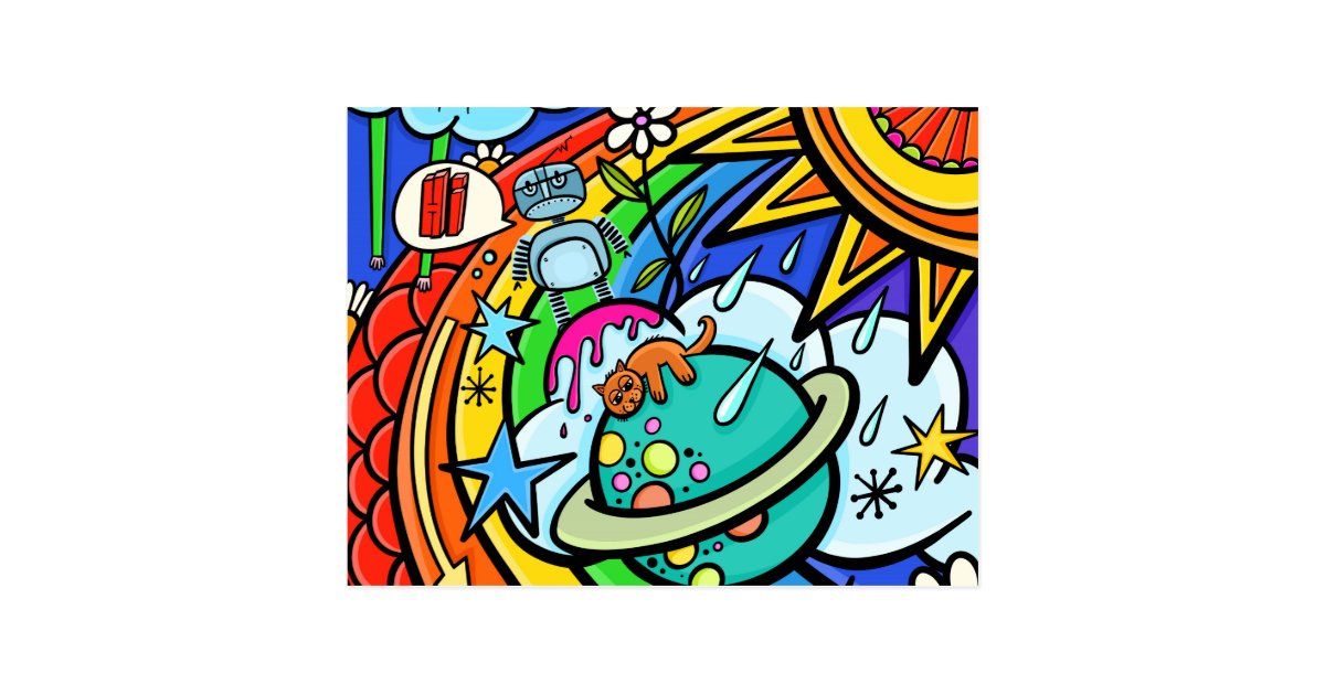Graffiti Street Art Rainbow Weather Funky Cartoon Postcard | Zazzle.co.uk