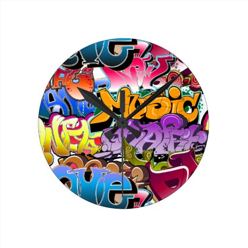 Image of Graffiti Street Art Round Clock