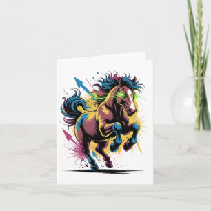 Graffiti Style Art Horse Horseback Riding Horses  Card