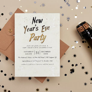 Graffiti Style Beige New Year's Eve Party Invitation