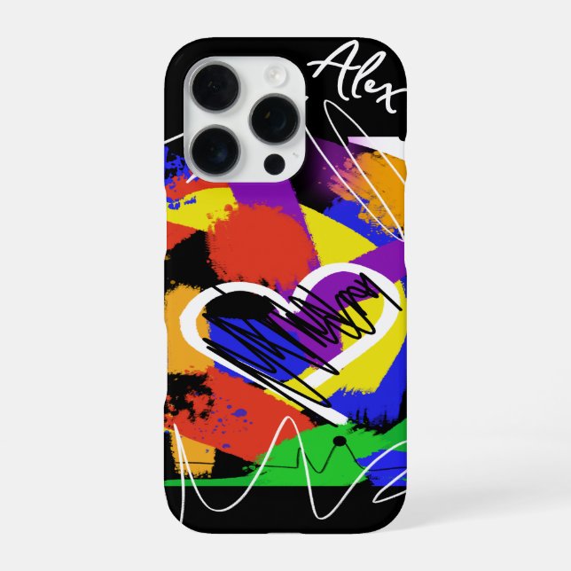 Graffiti Style Colourful Messy Heart iPhone Case (Back)