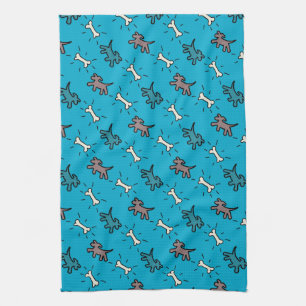 Graffiti style Dogs and Bones Blue Dog Towel 5