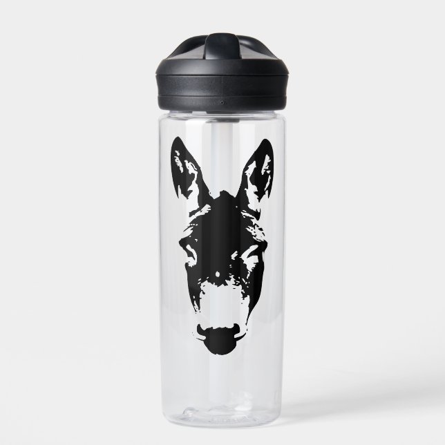 Graffiti Style Donkey or Mule Street Art Drawing Water Bottle (Front)