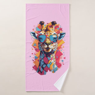 Graffiti Style Giraffe Portrait-58567 Bath Towel