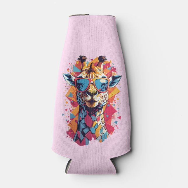 Graffiti Style Giraffe Portrait-58567 Bottle Cooler (Front)