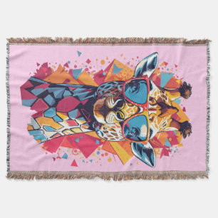 Graffiti Style Giraffe Portrait-58567 Throw Blanket