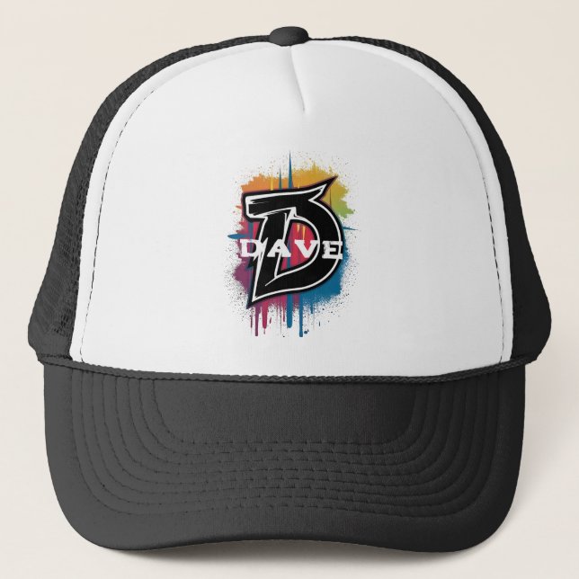 Graffiti Style Letter "D" Monogrammed Customisable Trucker Hat (Front)