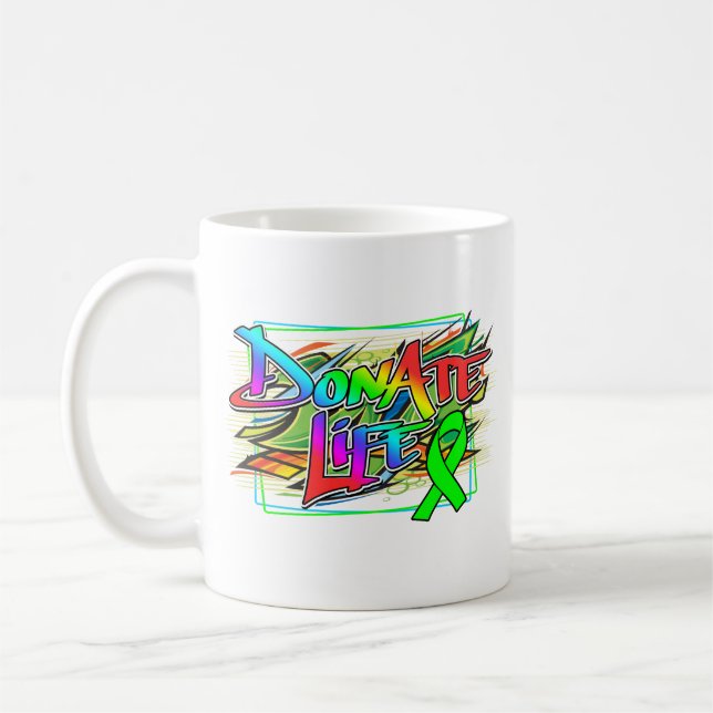 Graffiti Style Organ Donation Awareness Coffee Mug (Left)