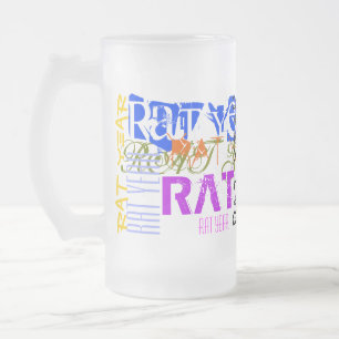 Graffiti style Rat Chinese Year Zodiac Glass Mug