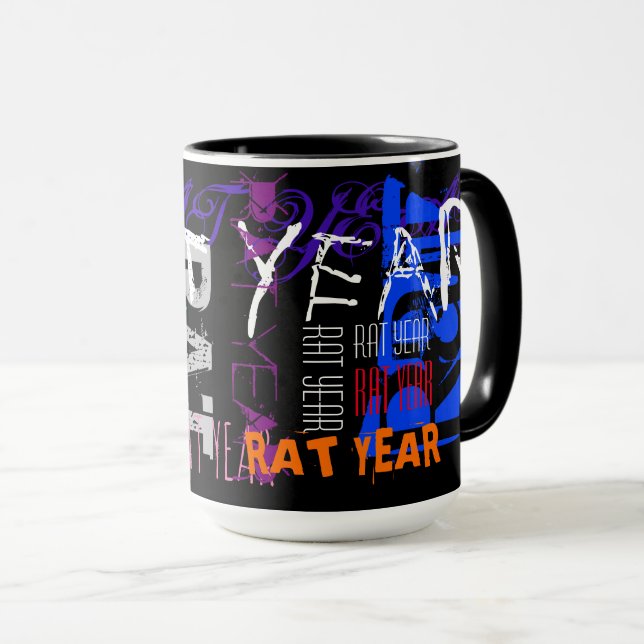 Graffiti style Rat Chinese Year Zodiac TT mug (Front Right)