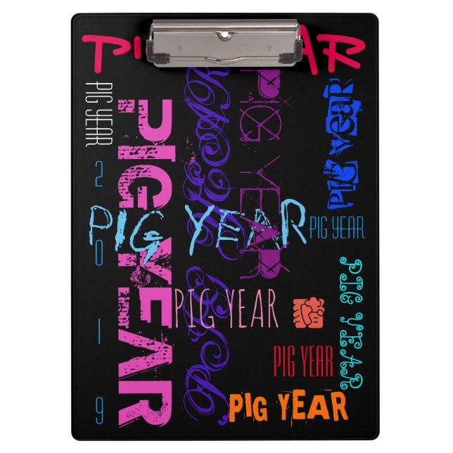 Graffiti style Repeating Pig Year 2019 Clipboard (Front)