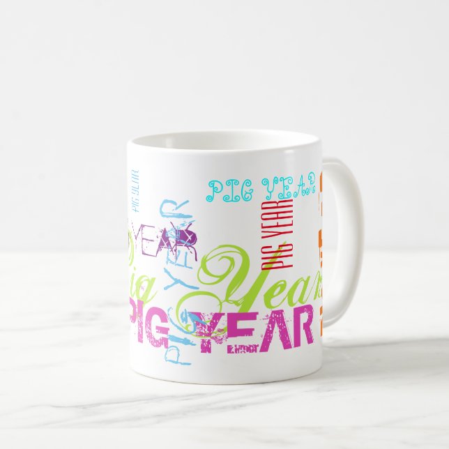 Graffiti style Repeating Pig Year 2019 White Mug (Front Right)