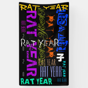 Graffiti style Repeating Rat Metal Year 2020 B Banner