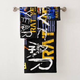Graffiti style Repeating Rat Metal Year 2020 BathT Bath Towel Set