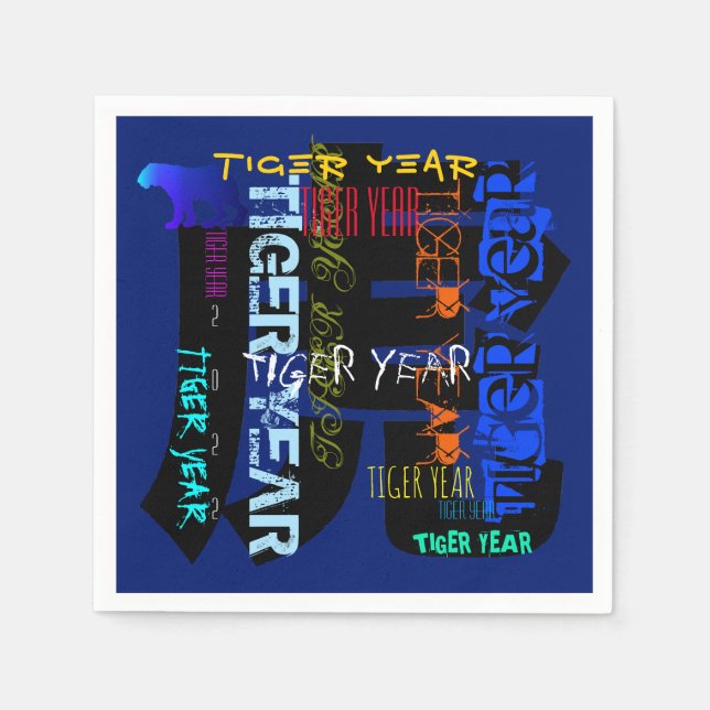 Graffiti style Repeating Tiger Year 2022 PPN Napkin (Front)