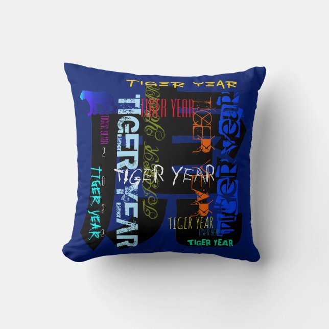 Graffiti style Repeating Tiger Year 2022 Square  Cushion (Front)