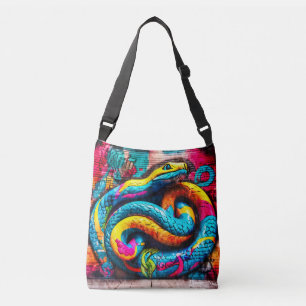 Graffiti style snake design crossbody bag