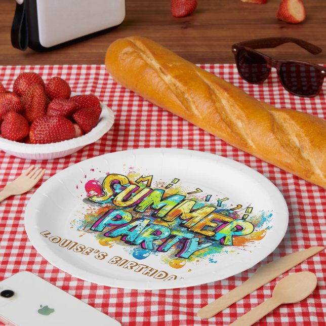 Graffiti Style Summer Party  Paper Plate (Picnic)