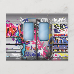 Graffiti Subway Train Postcard