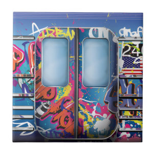 Graffiti Subway Train. Tile