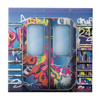 Graffiti Subway Train. Tile