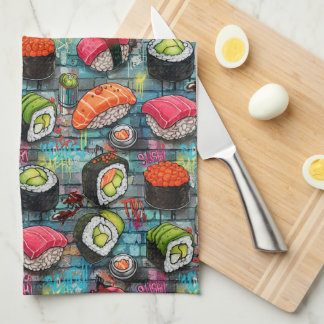 Graffiti Sushi Tea Towel