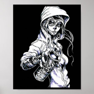 Graffiti Tag Skeleton Ghetto Girl Poster