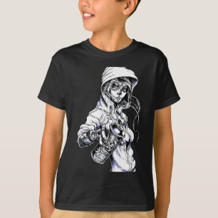 Graffiti Tag Skeleton Ghetto Girl T-Shirt