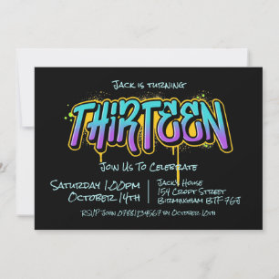Graffiti Teen Thirteen Invitation