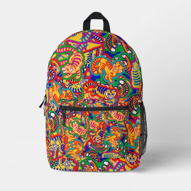 Graffiti Tiger Memphis Global Village Coffehouse Printed Backpack (Front)