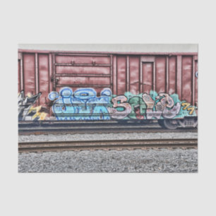 Graffiti Train Grunge Colourful Urban Street Art Tissue Paper