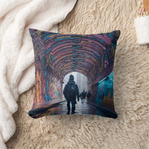 Graffiti Tunnel Of Art Cushion