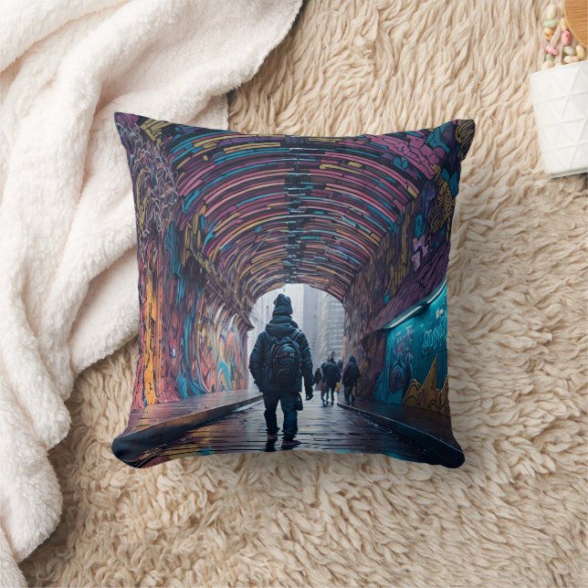 Graffiti Tunnel Of Art Cushion (Blanket)