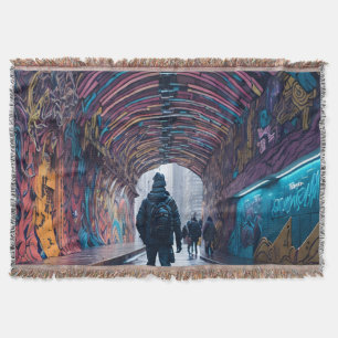 Graffiti Tunnel Of Art Throw Blanket