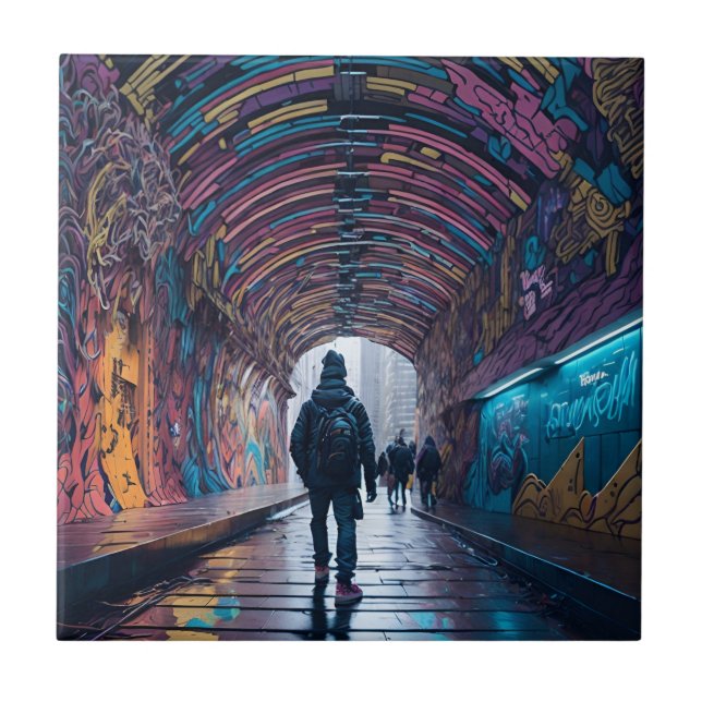 Graffiti Tunnel Of Art Tile (Front)