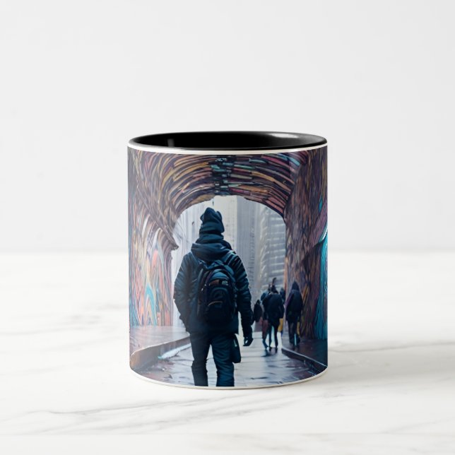 Graffiti Tunnel Of Art Two-Tone Coffee Mug (Center)