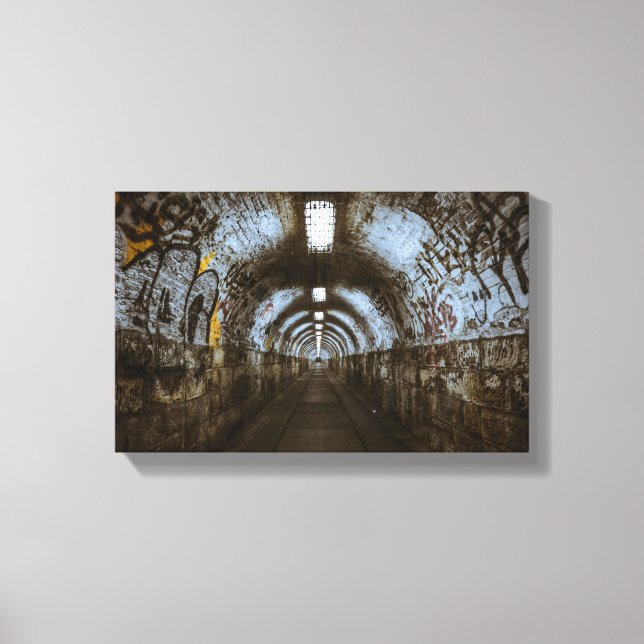 Graffiti Tunnel Urban Decay Canvas Print (Front)