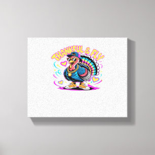 Graffiti Turkey Vibes – Thankful & Fly Cartoon Art Canvas Print