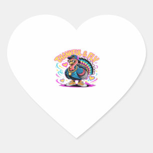 Graffiti Turkey Vibes � Thankful & Fly Cartoon Art Heart Sticker