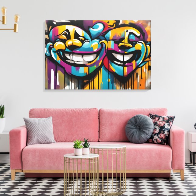 Graffiti Twins  Canvas Print (Insitu(LivingRoom))