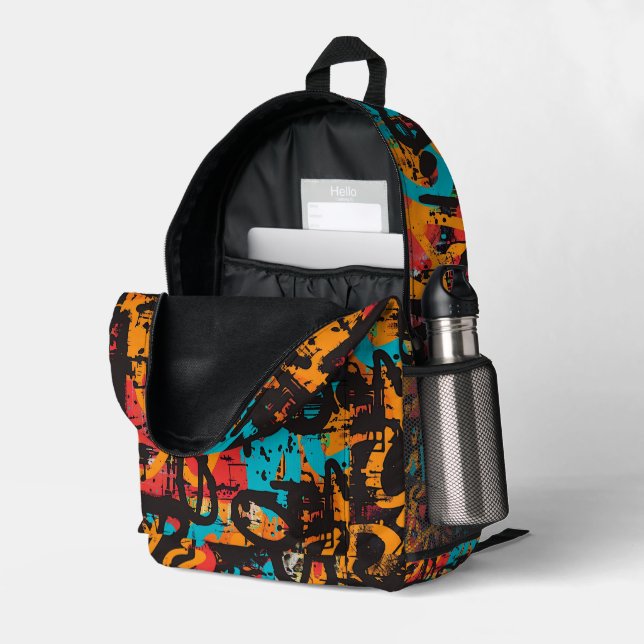 Graffiti Urban Streetwear Pattern  Printed Backpack (Back Corner Right (Open))