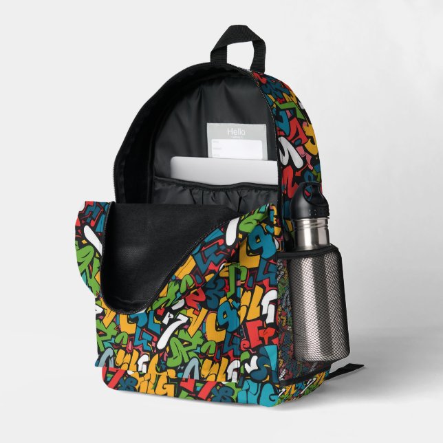Graffiti Urban Streetwear Pattern  Printed Backpack (Back Corner Right (Open))