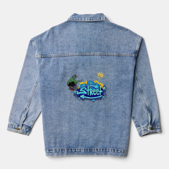 Graffiti Vibes Street Art with Attitude Denim Jacket (Back)