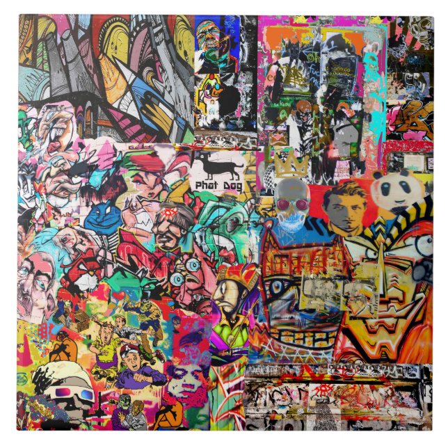 Graffiti wall art collage  tile (Front)
