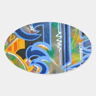 Graffiti Wall Art Oval Sticker