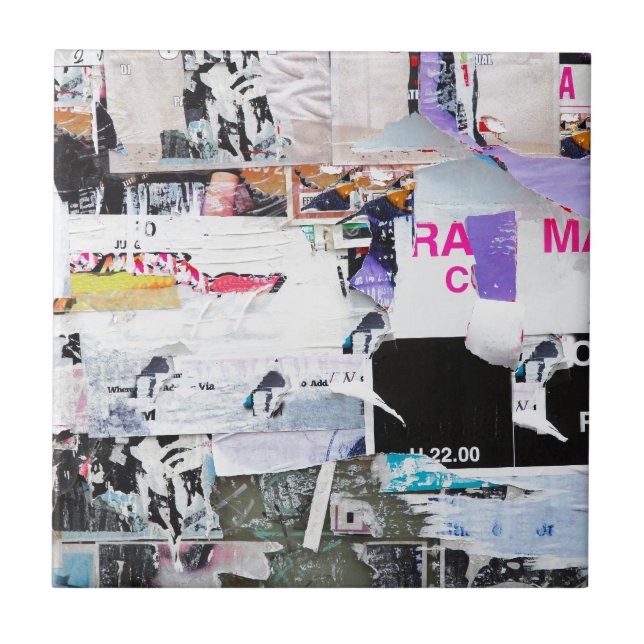 Graffiti Wall Banksy Style Torn Paper Tile (Front)