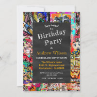 Graffiti wall collage with chalkboard 